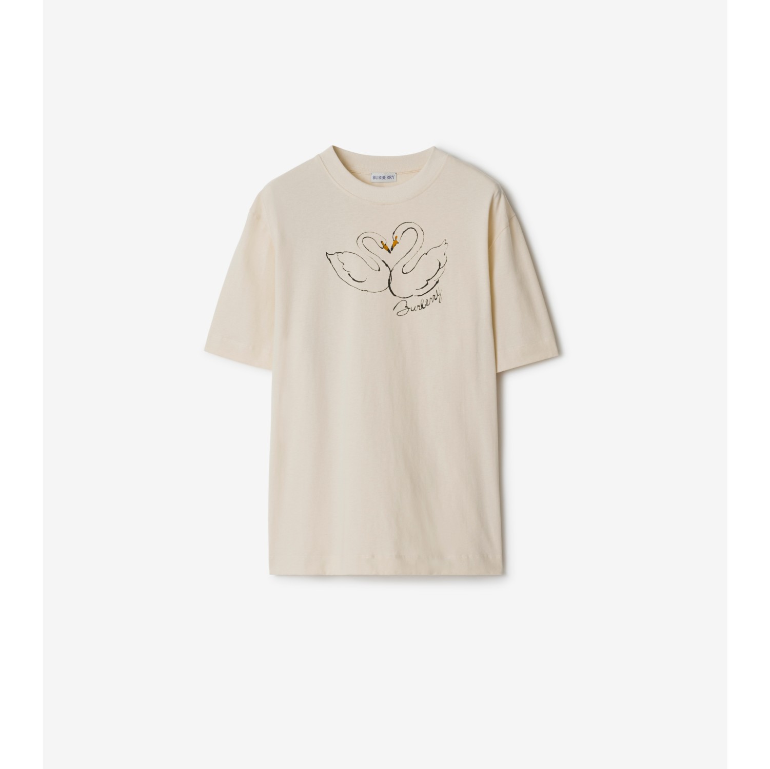 Swan Cotton T-shirt in Soap - Women | Burberry® Official