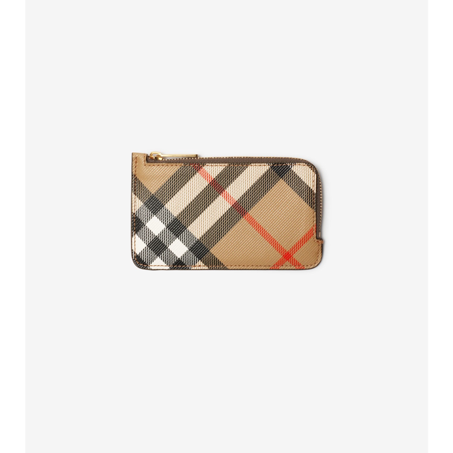 Check Zip Card Case in Sand Women Burberry Official