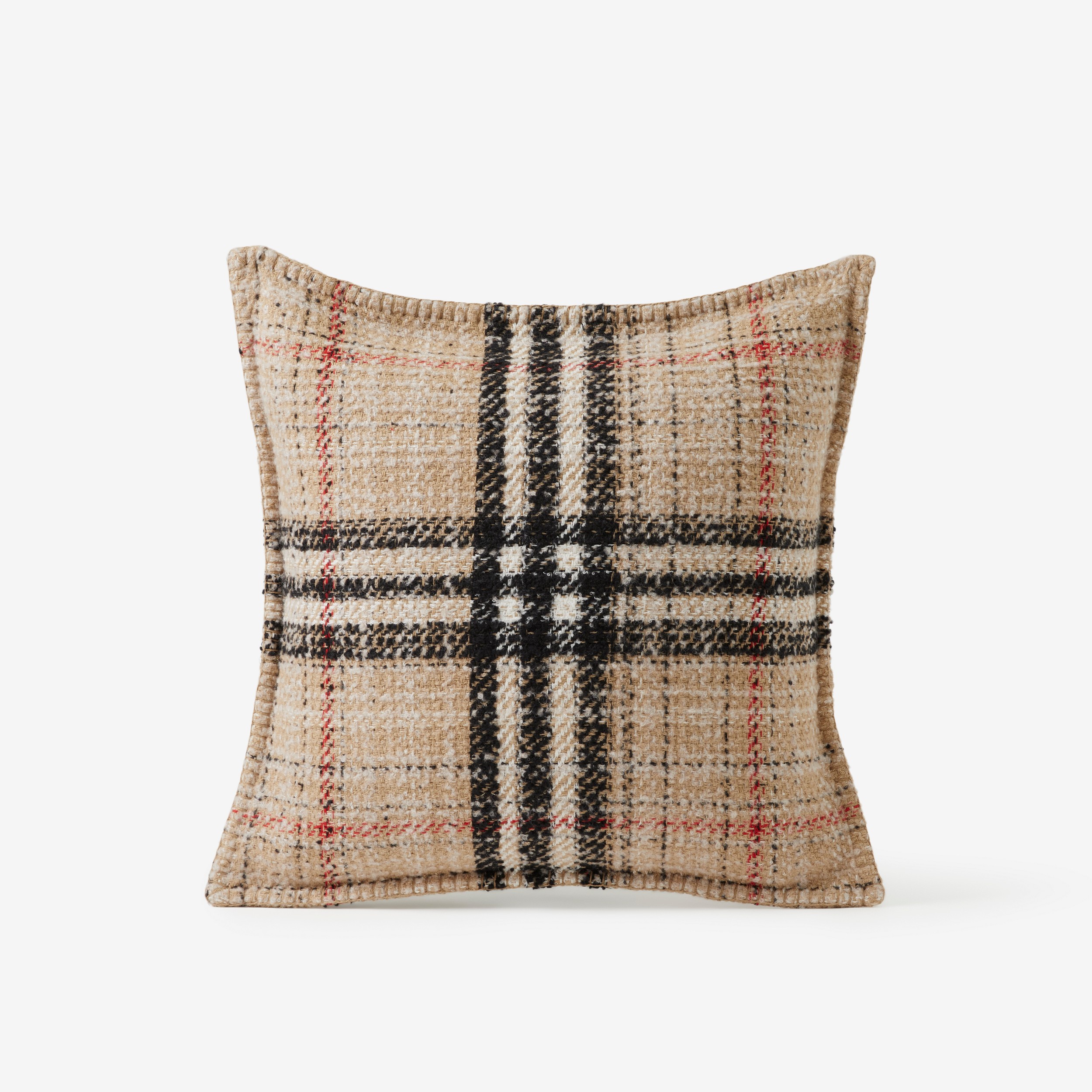 Check Cashmere Blend Tweed Cushion Cover in Archive Beige | Burberry® Official - 1