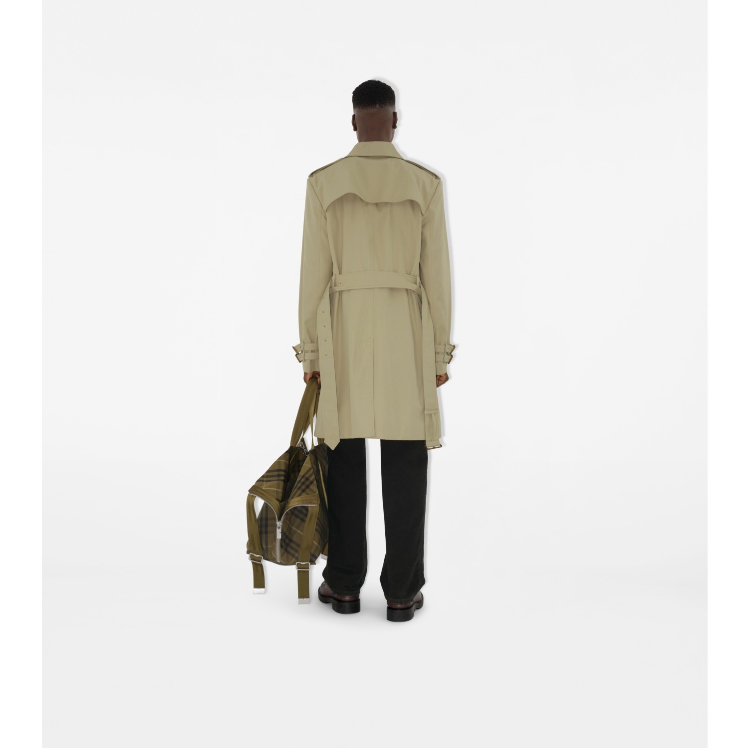 Trench coat mídi de gabardine