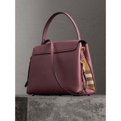 burberry small grainy leather and house check tote bag