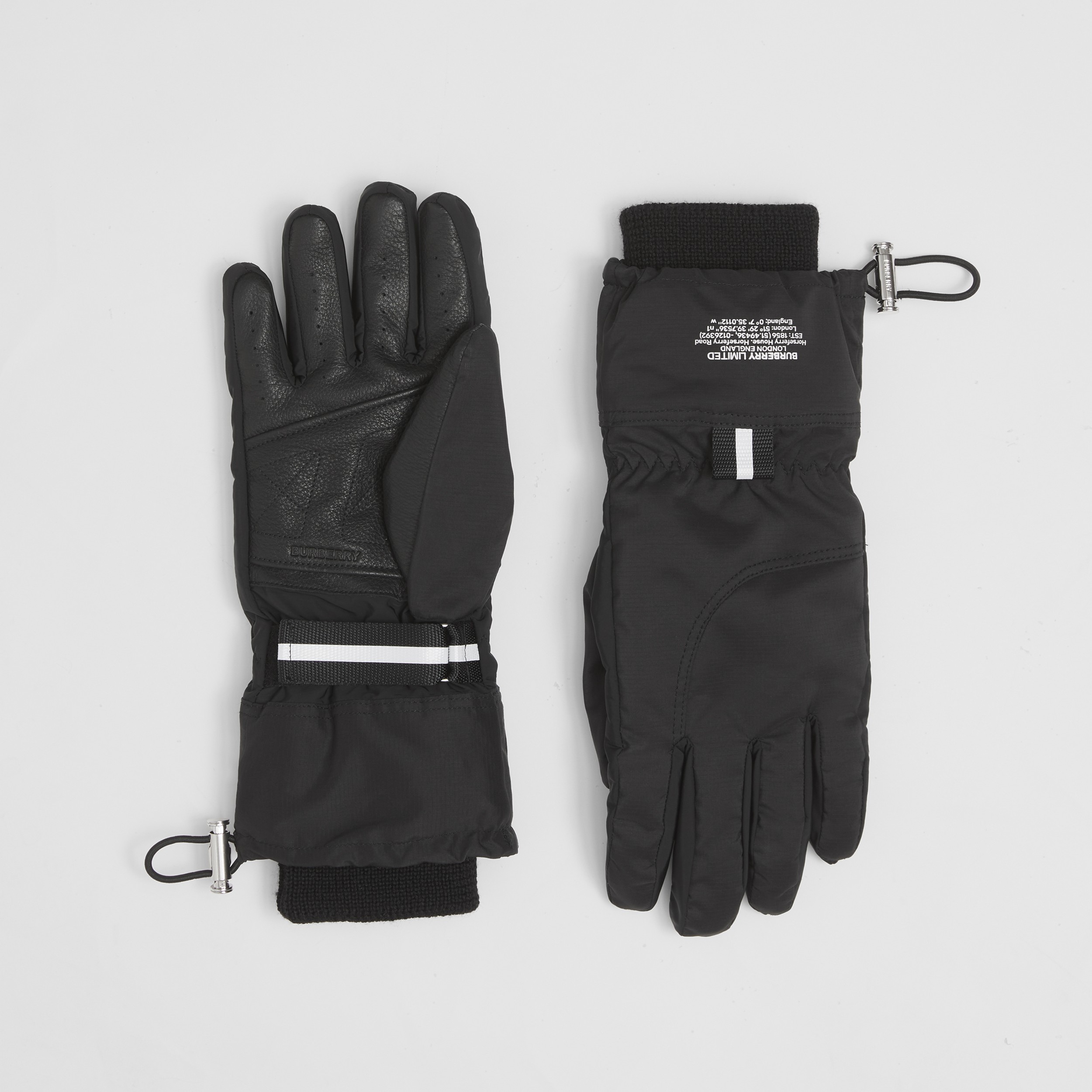 Location Print Nylon and Deerskin Gloves in Black - Men | Burberry® Official - 1