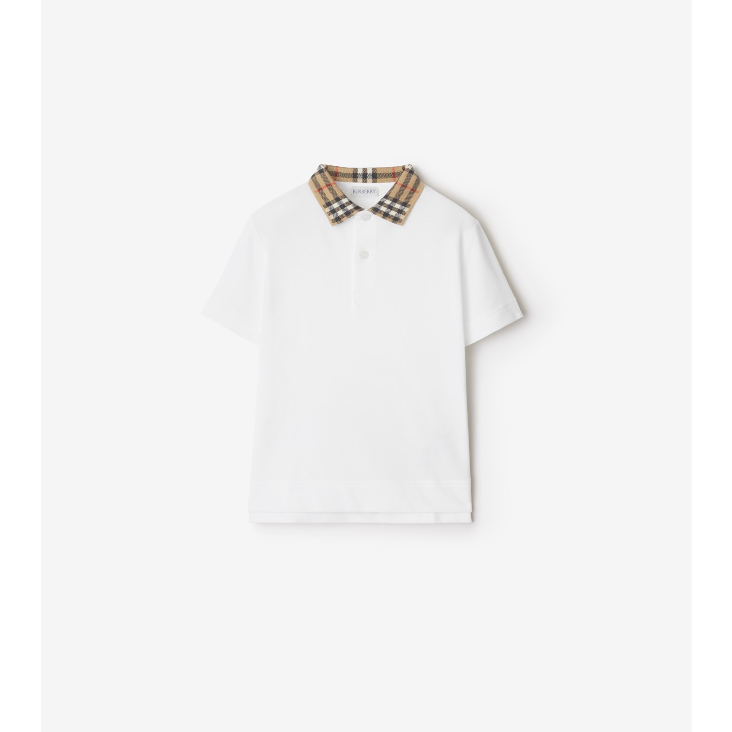 Check Collar Cotton Polo Shirt