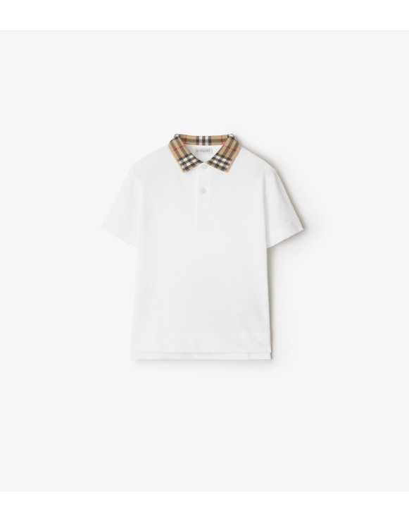 Check Collar Cotton Polo Shirt