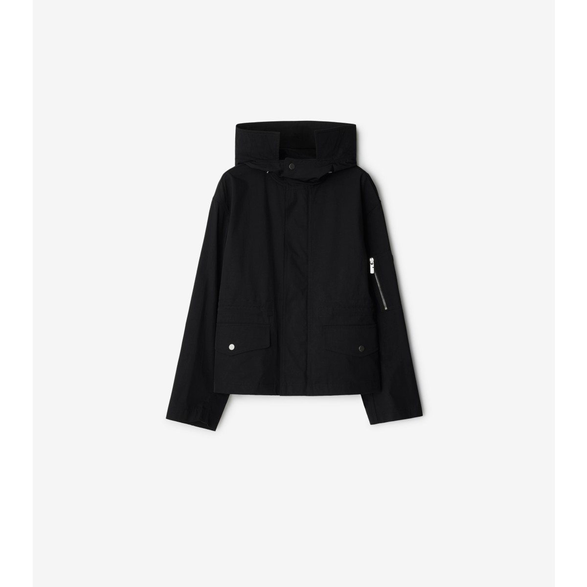 Shop Burberry Short Nylon Cotton Parka In Black