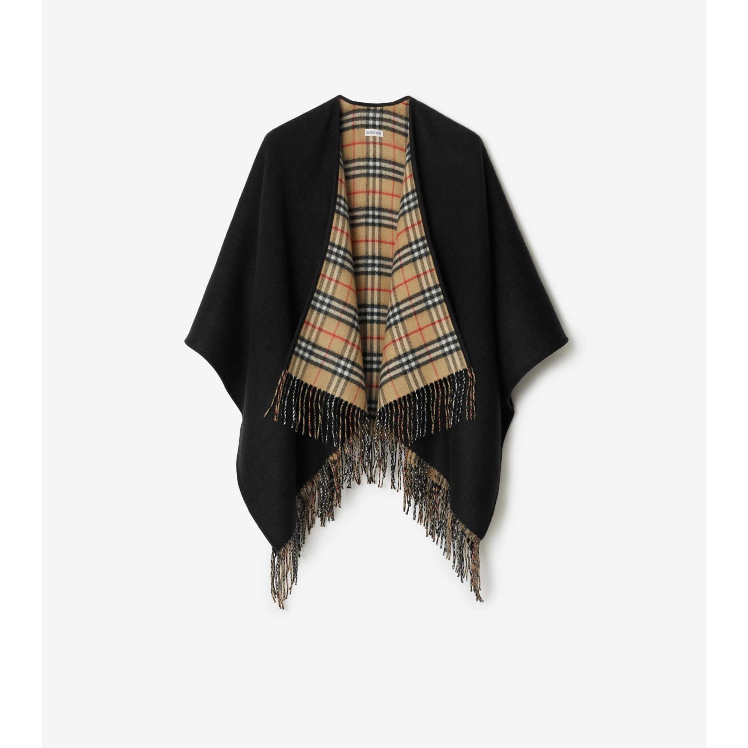 Check Wool Reversible Cape