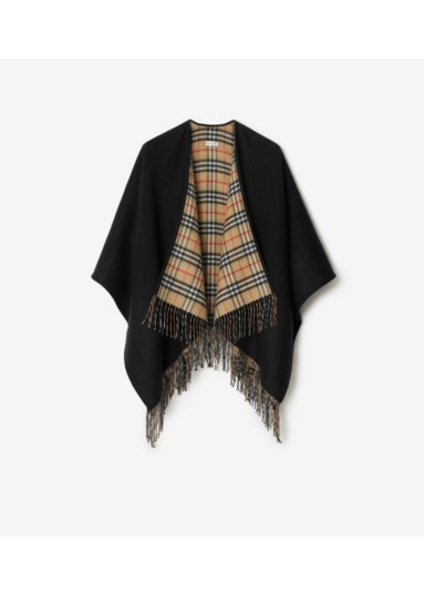 Check Wool Reversible Cape