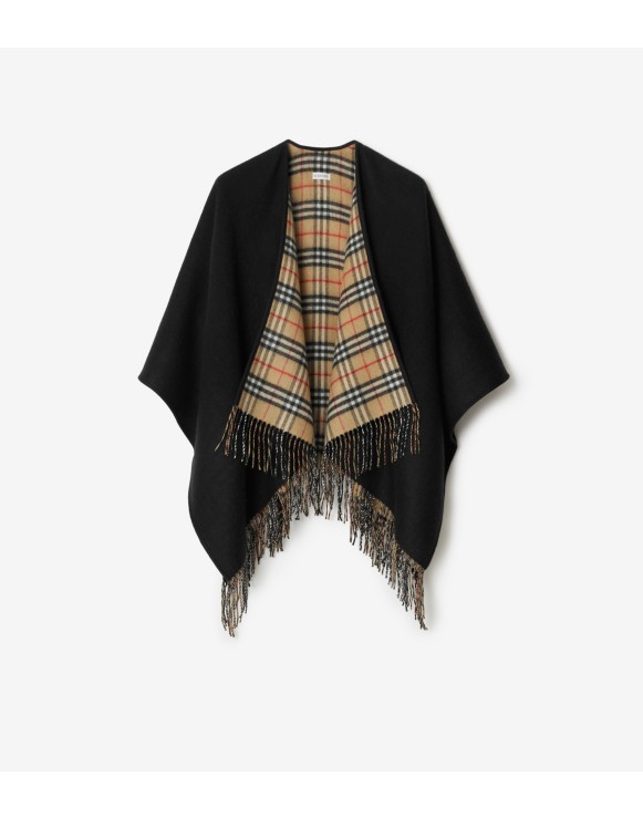 Check Wool Reversible Cape