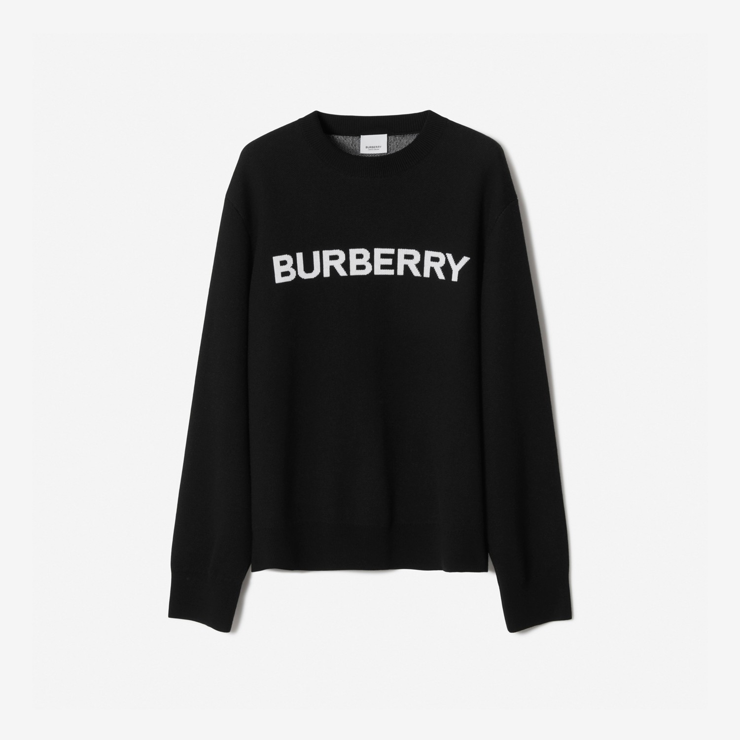 Jersey oversize en lana y algodón con logotipo (Negro) - Mujer | Burberry® oficial