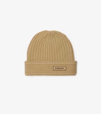 Logo Wool Beanie in Sand - Men | Burberry® Official