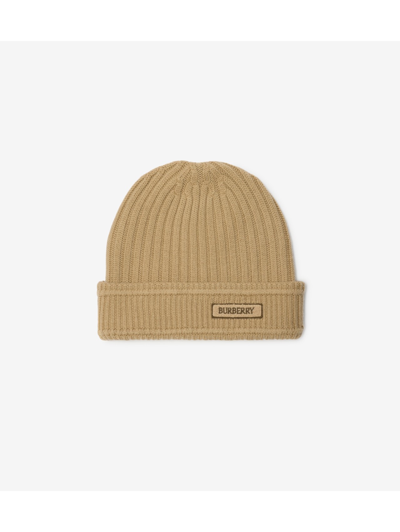 Logo Wool Beanie in Sand beige - Men | Burberry® Official