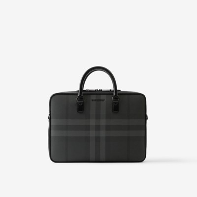 Shop Burberry Slim Ainsworth Briefcase In Charcoal
