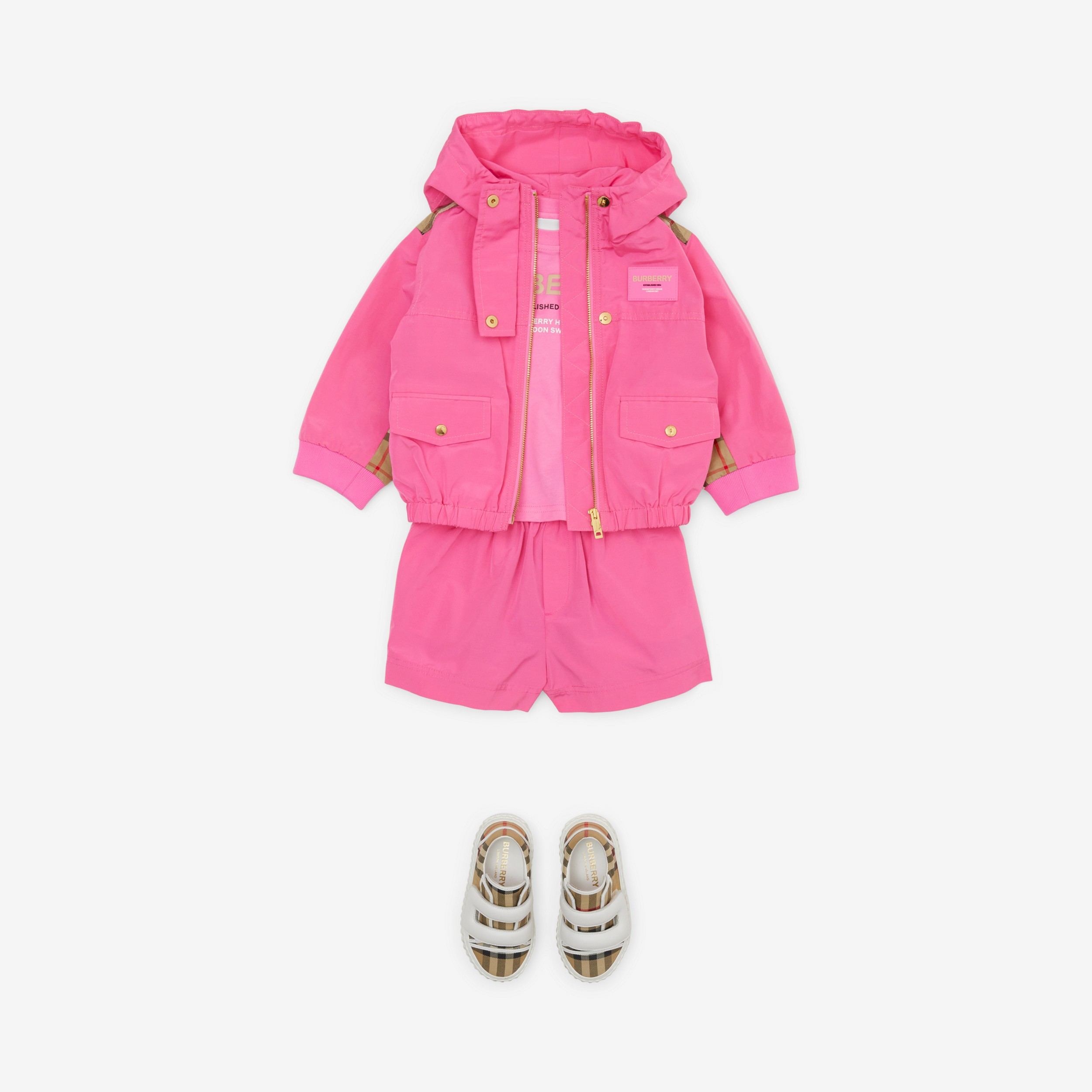 Vintage Check Panel Cotton Blend Shorts in Bubblegum Pink - Children | Burberry® Official - 3
