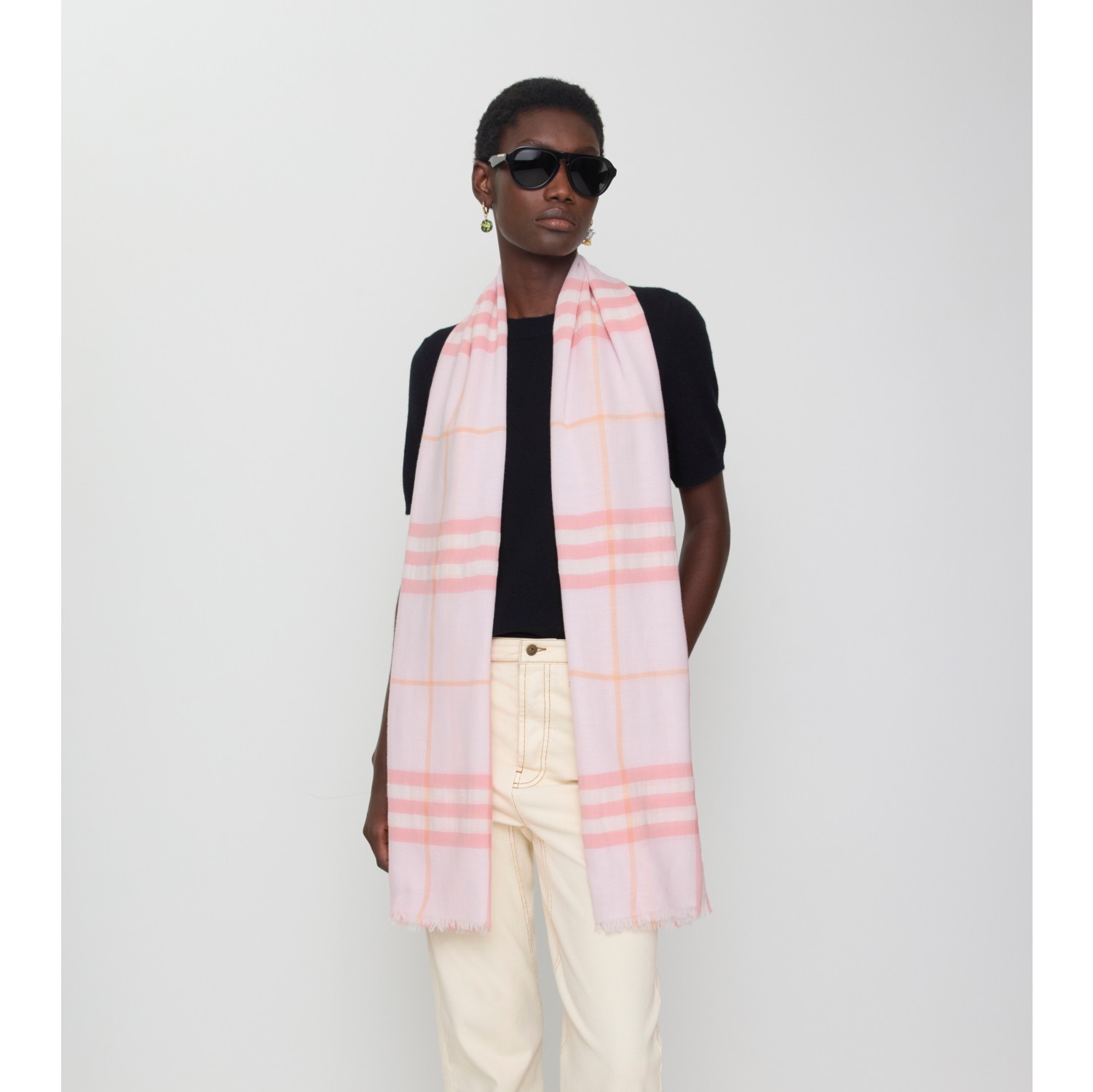 Écharpe large en laine Check
