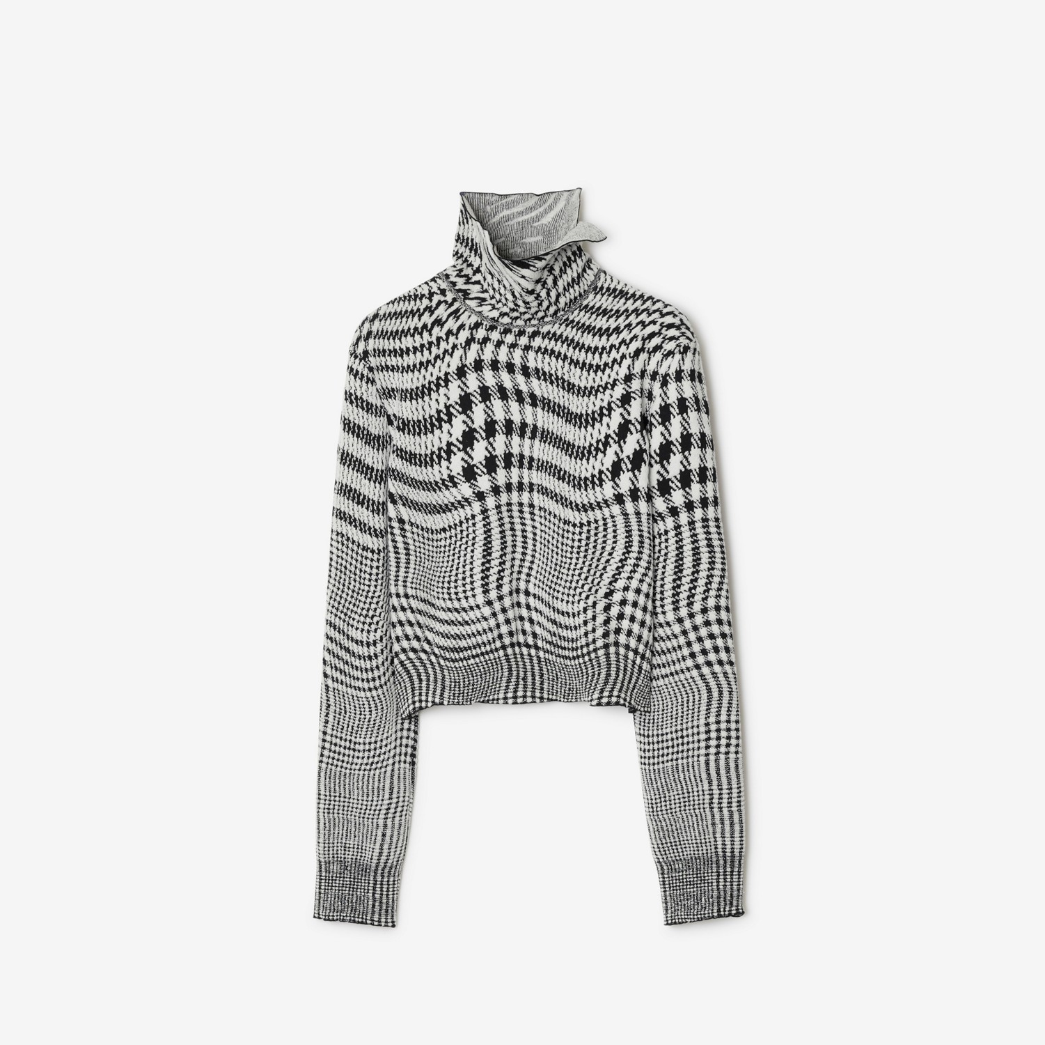 Warped Houndstooth Wool Blend Sweater in Monochrome - Women, Technical | Burberry® Official