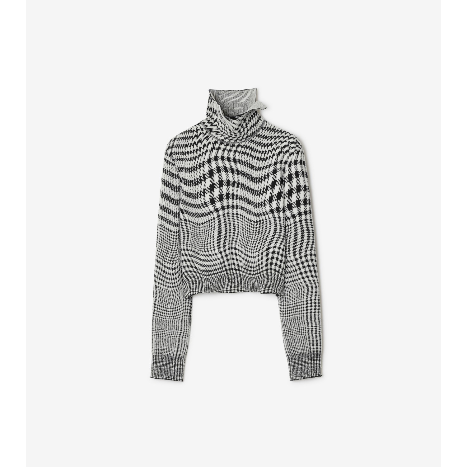 Warped Houndstooth Wool Blend Sweater in Monochrome - Women, Technical | Burberry® Official