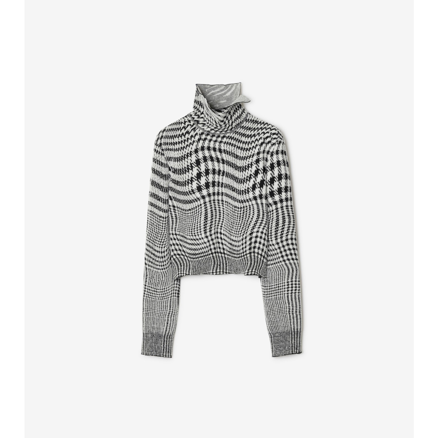 Warped Houndstooth Wool Blend Sweater