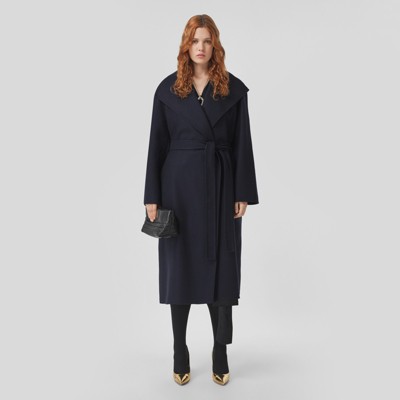 navy wool belted coat