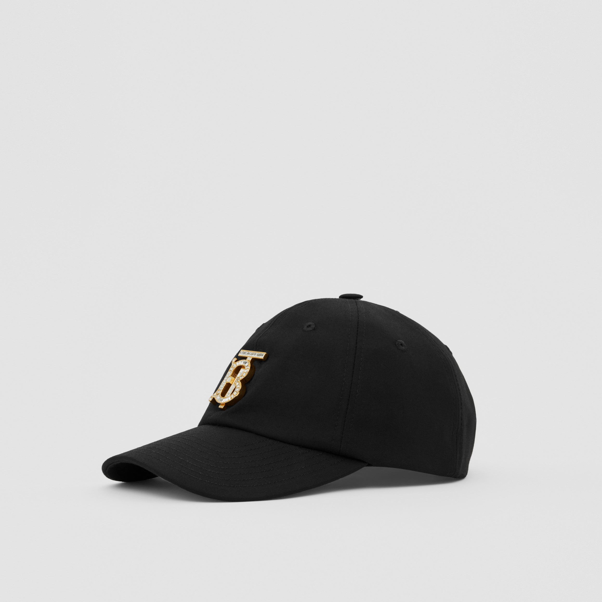 Crystal Monogram Motif Cotton Baseball Cap in Black | Burberry® Official - 3