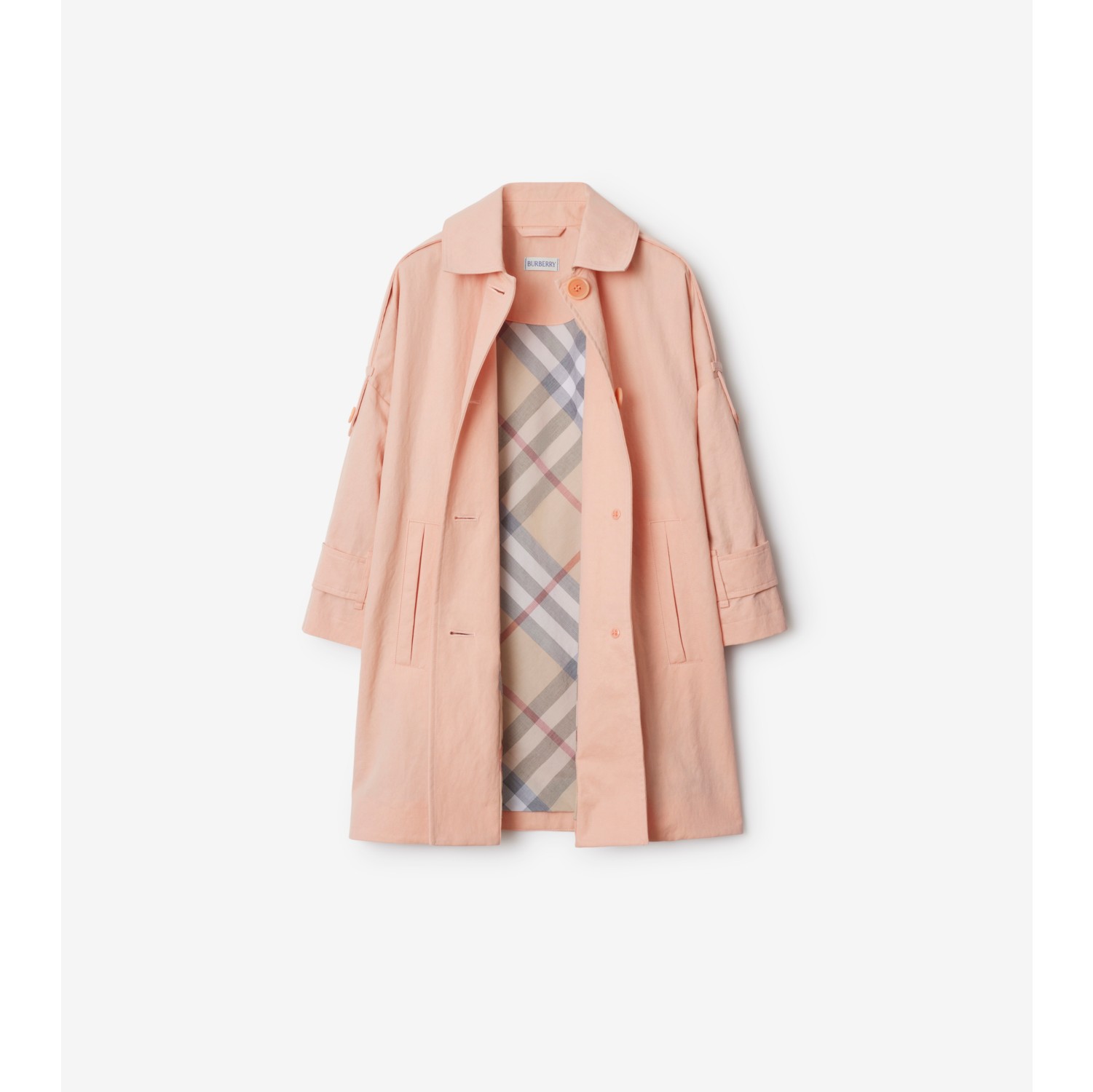 Nylon Cotton Car Coat in Apricot pink Burberry Official