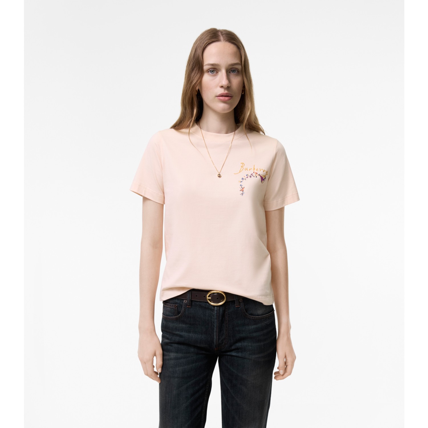 Brave Little Tree Cotton T-shirt in Compact pink - Women | Burberry® Official