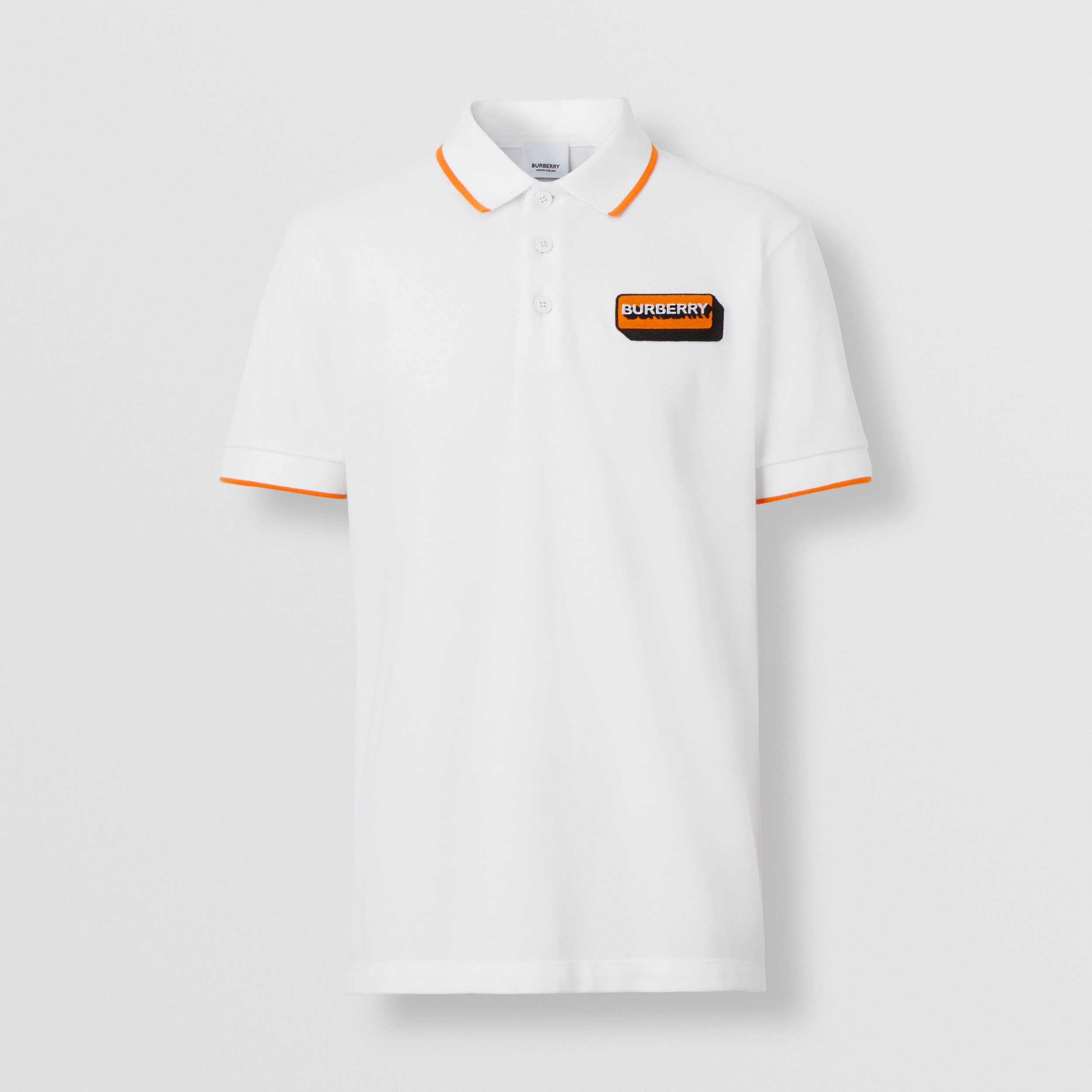 Logo Appliqué Cotton Piqué Polo Shirt in White - Men | Burberry® Official - 4