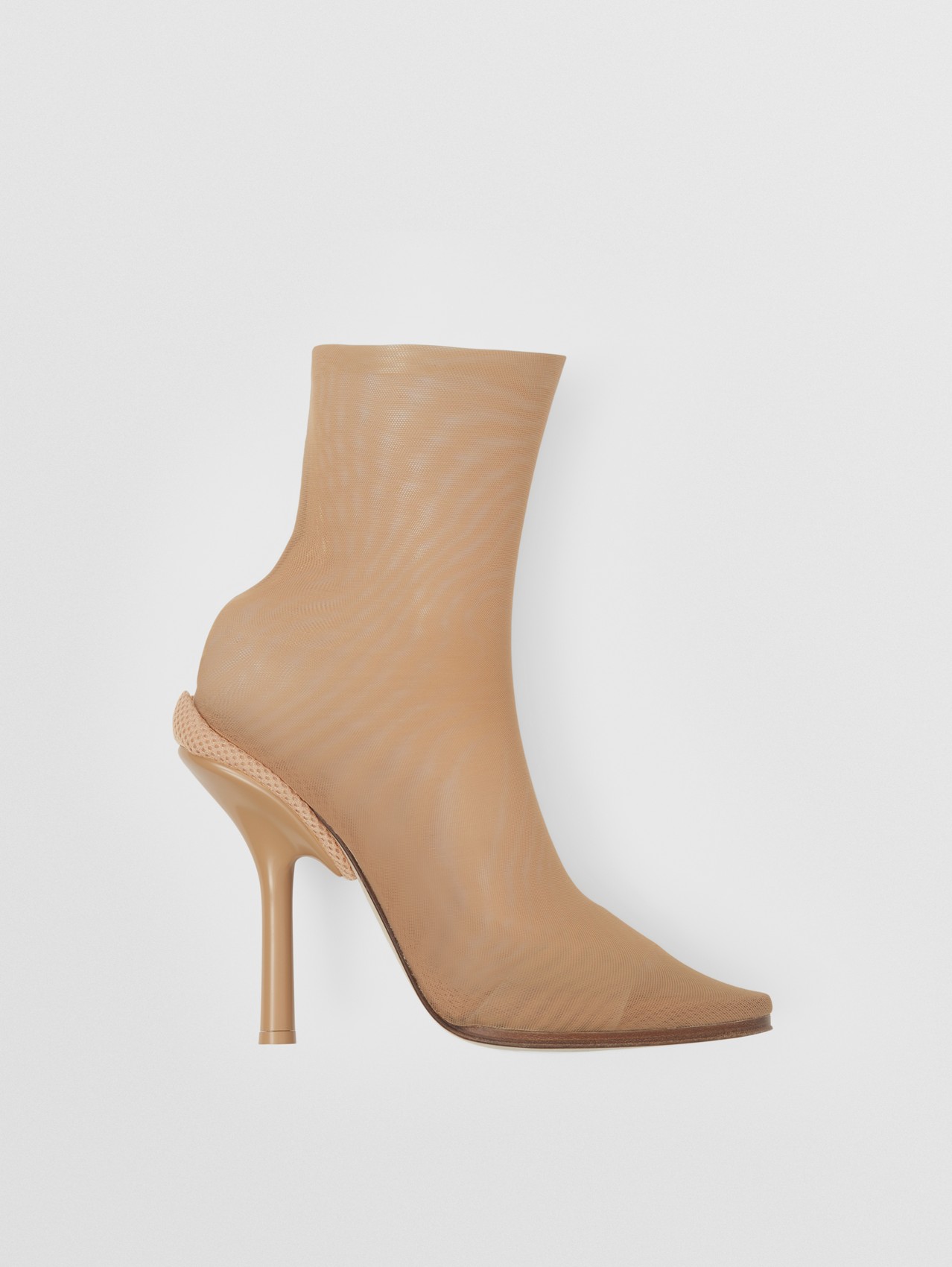 Stretch Tulle Sock Boots in Beige