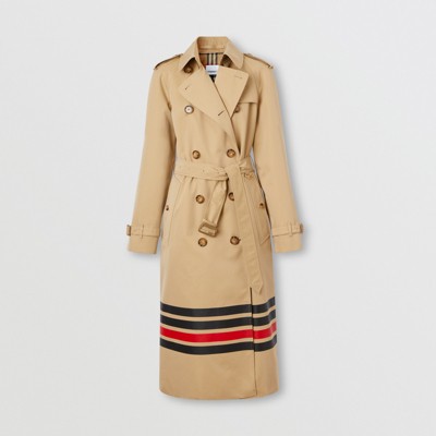 striped ribbon gabardine oversized trench coat