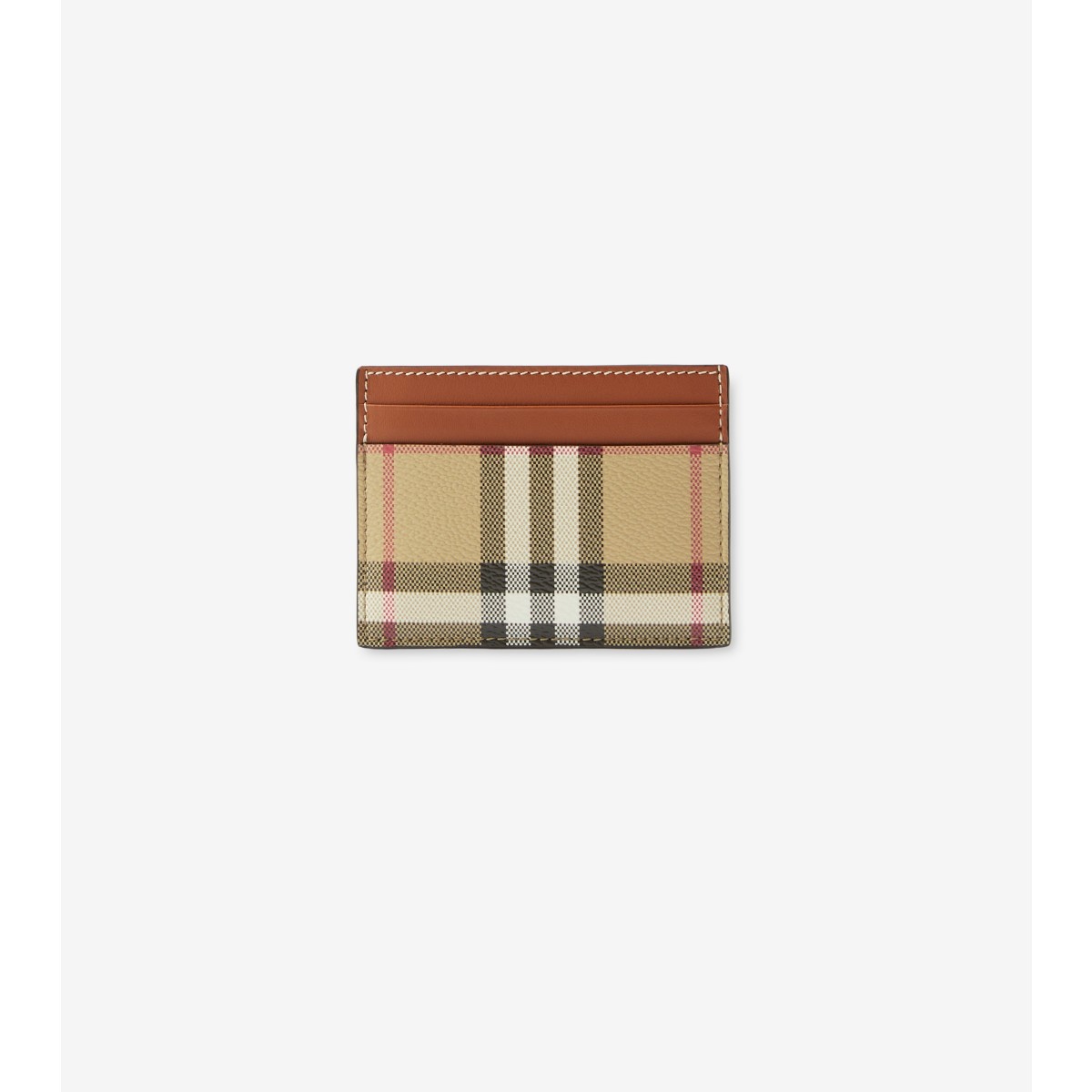 Burberry Beige Check Motif Credit Card Case In Archive Beige
