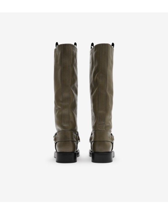 Leather Saddle High Boots