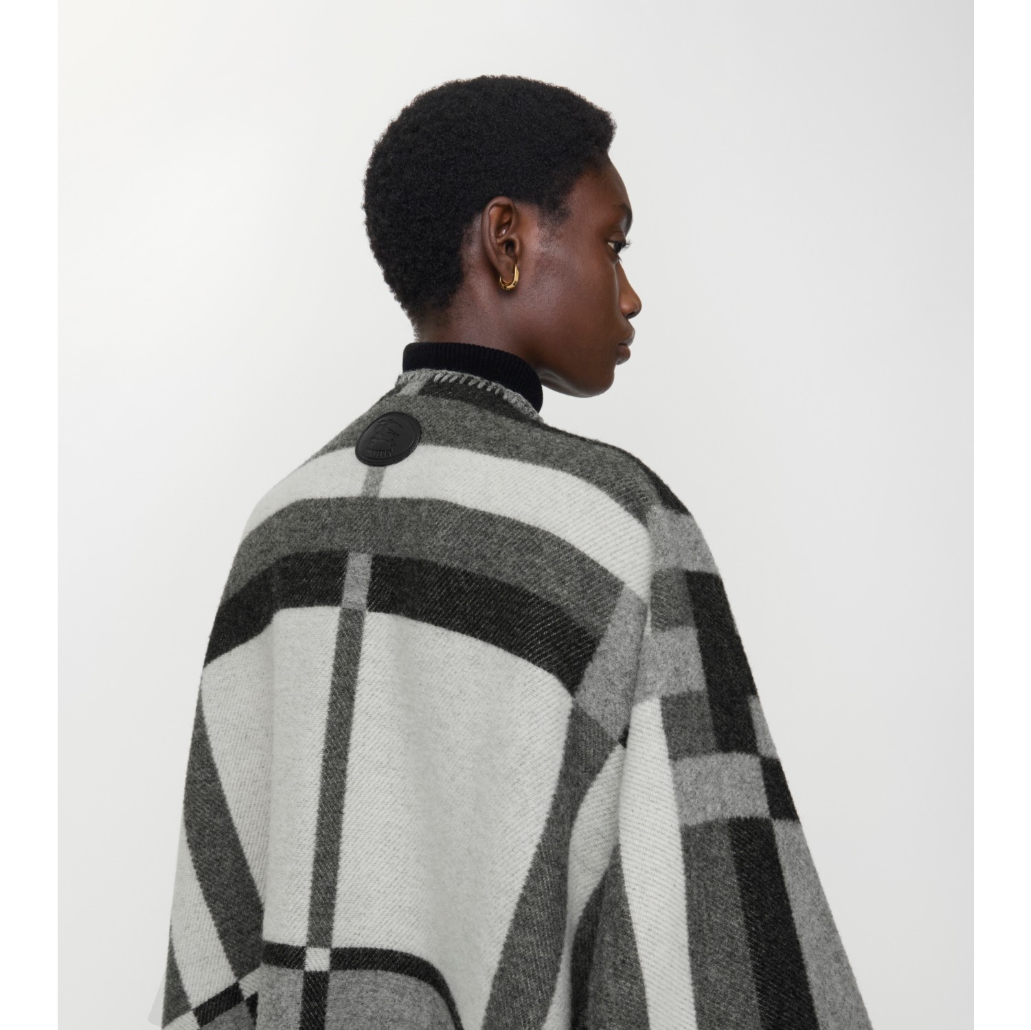 Colour Block Check​ Wool Cape