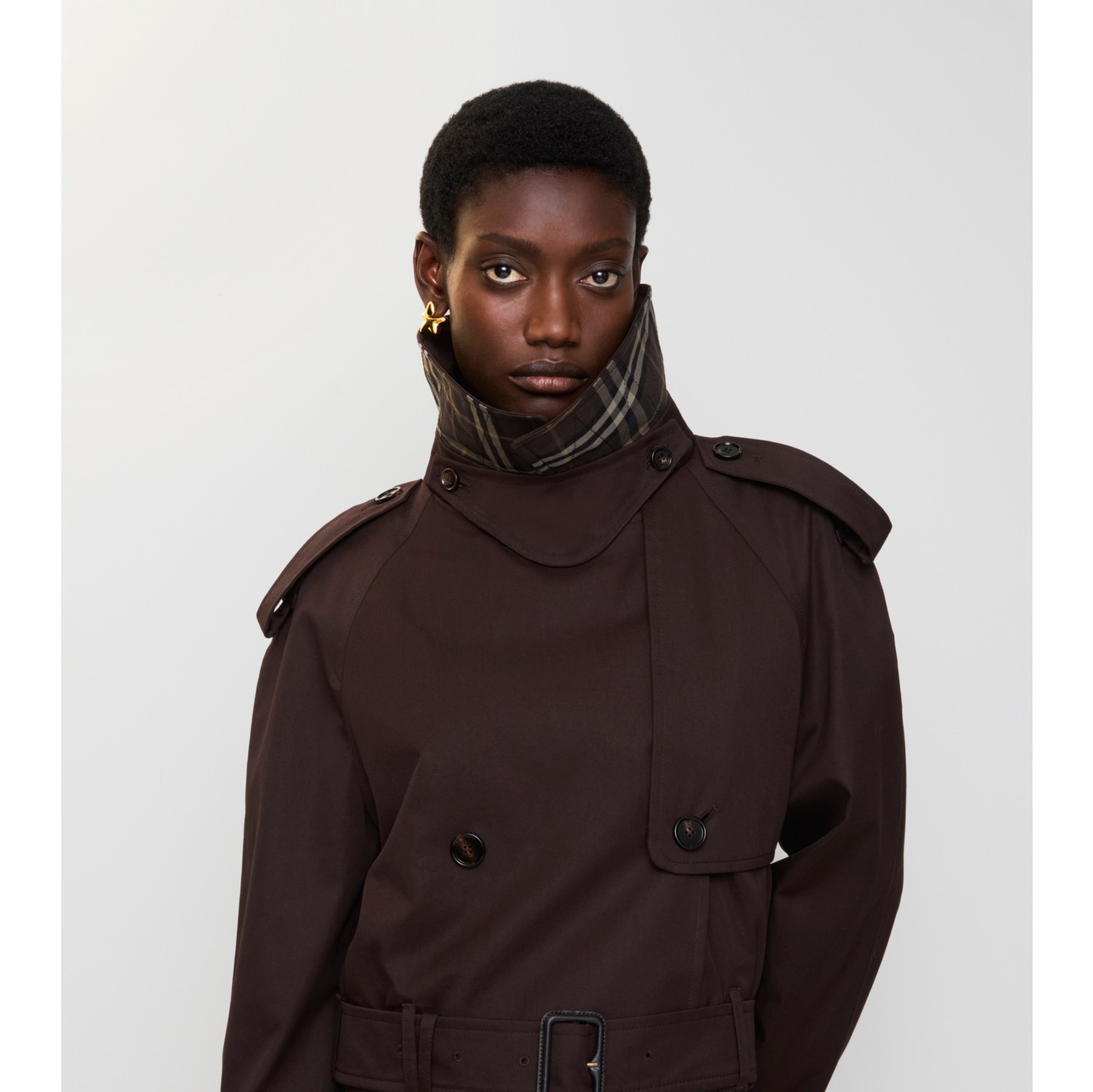 Cropped Gabardine Trench Jacket