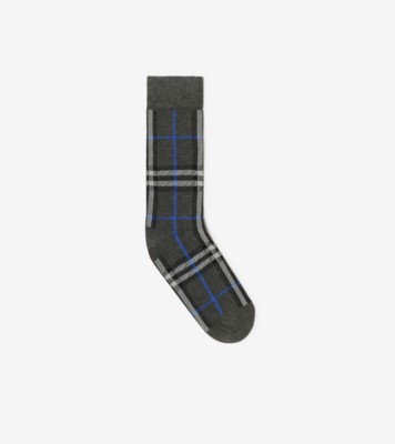 Check Cotton Nylon Blend Socks in Marlborough grey | Burberry® Official
