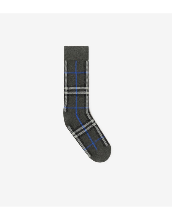 Check Cotton Nylon Blend Socks