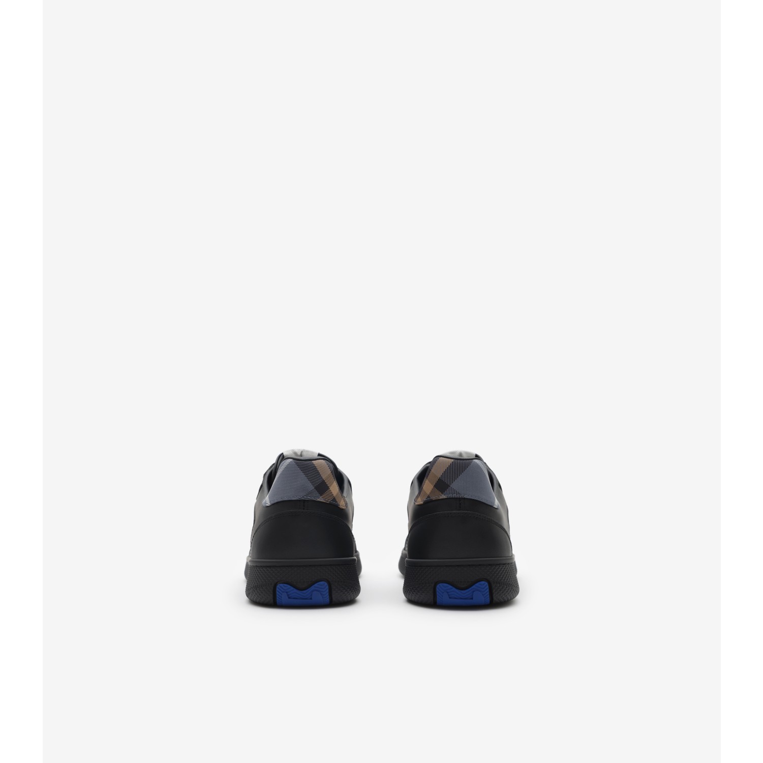 Leather and Check Terrace Sneakers​ in Black/wave blue - Men
