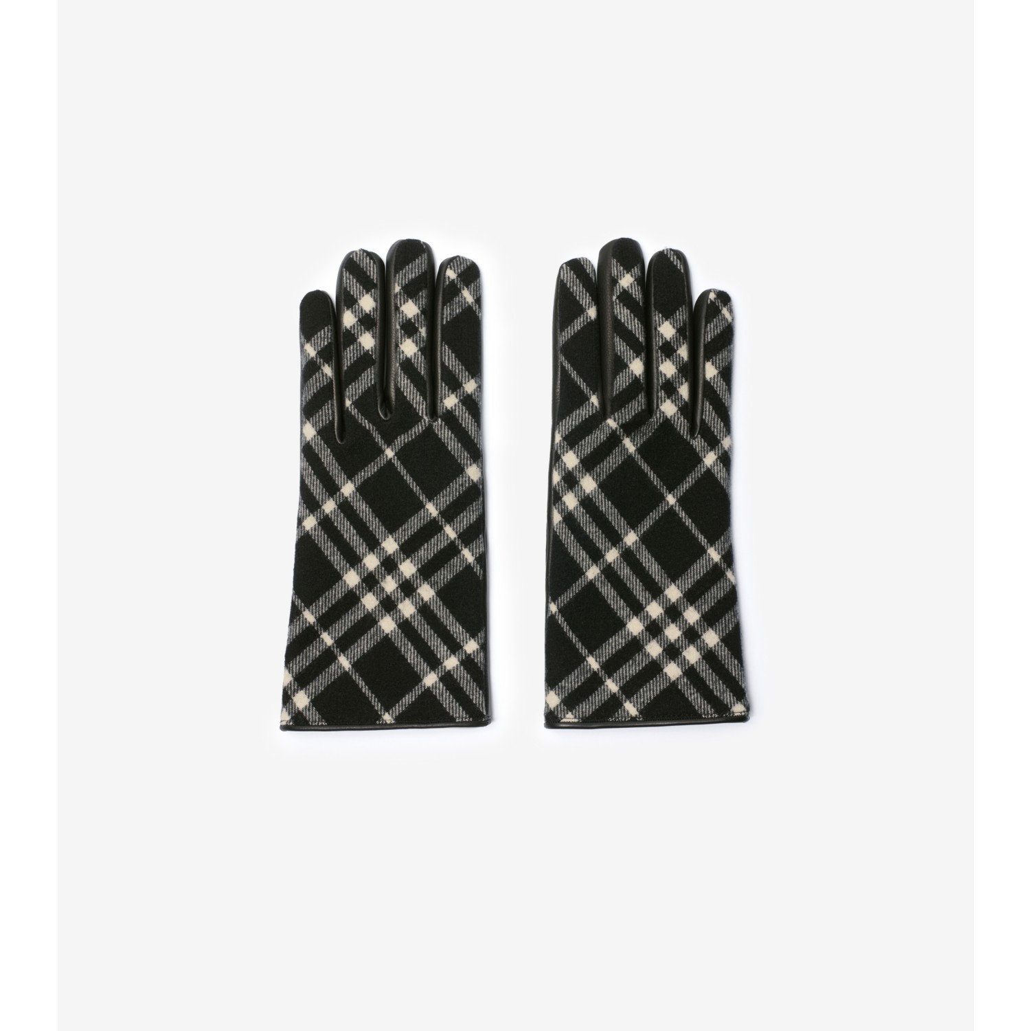 Check Wool Cashmere Gloves