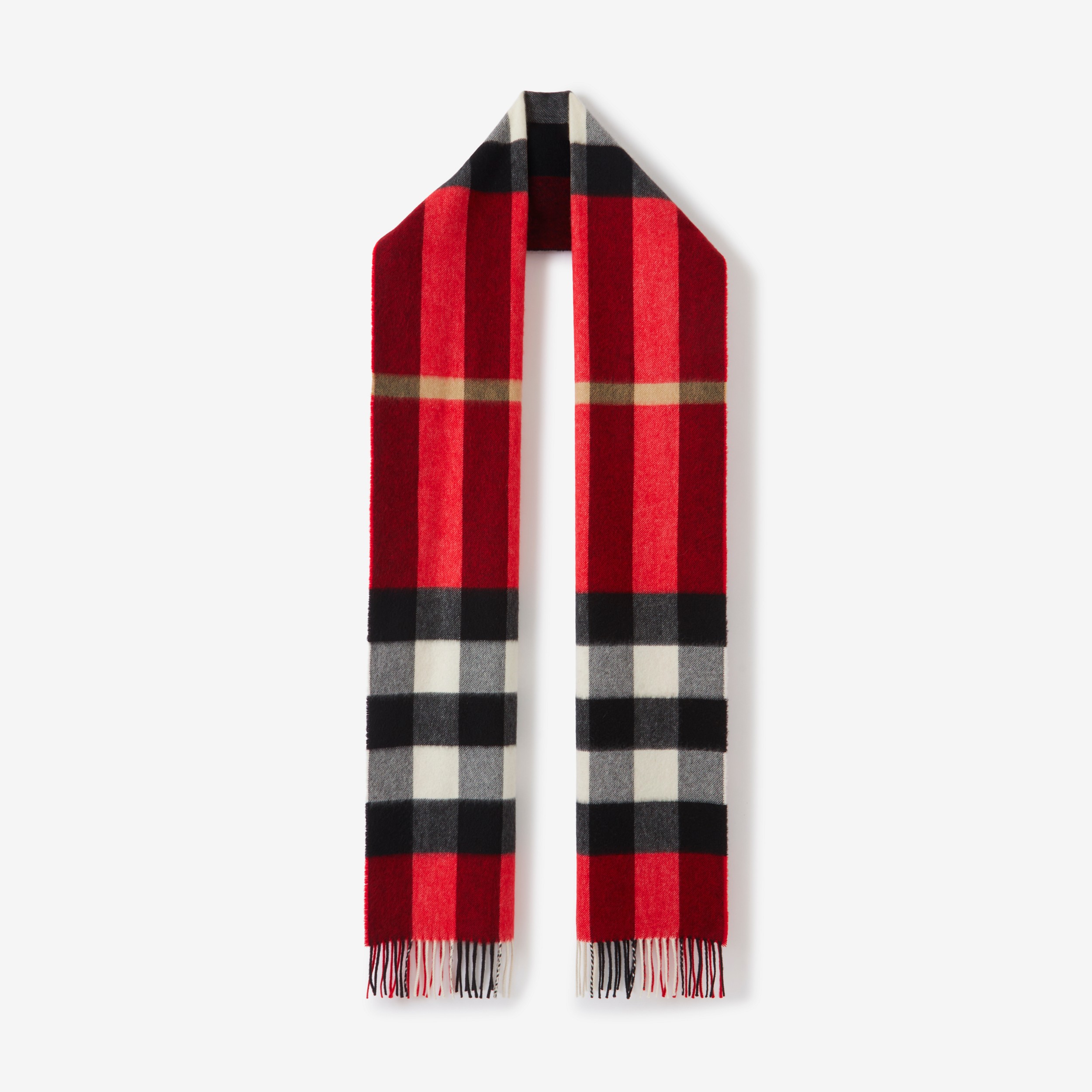 Check Cashmere Scarf in Red | Burberry® Official - 1