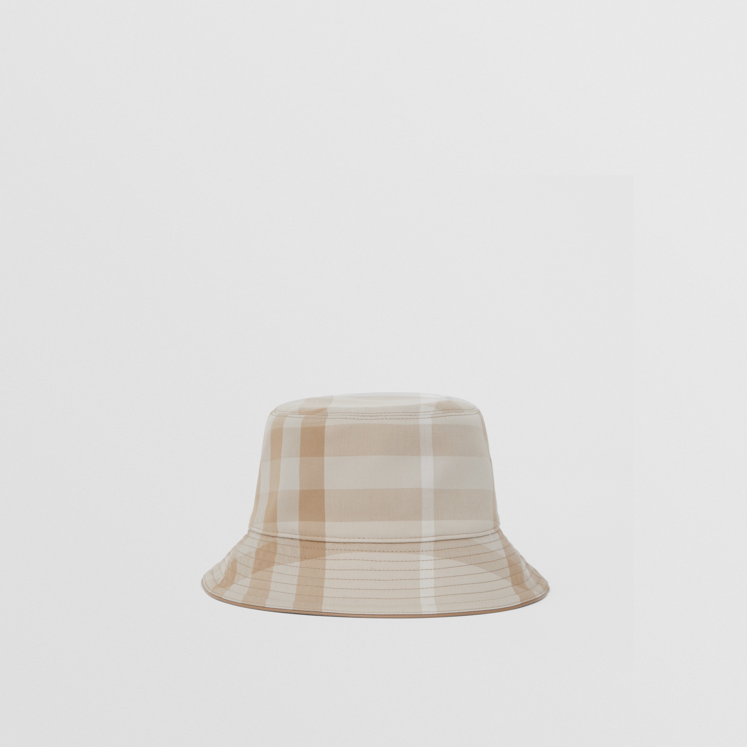 Exaggerated Check Cotton Bucket Hat in Soft Fawn | Burberry® Official - 3