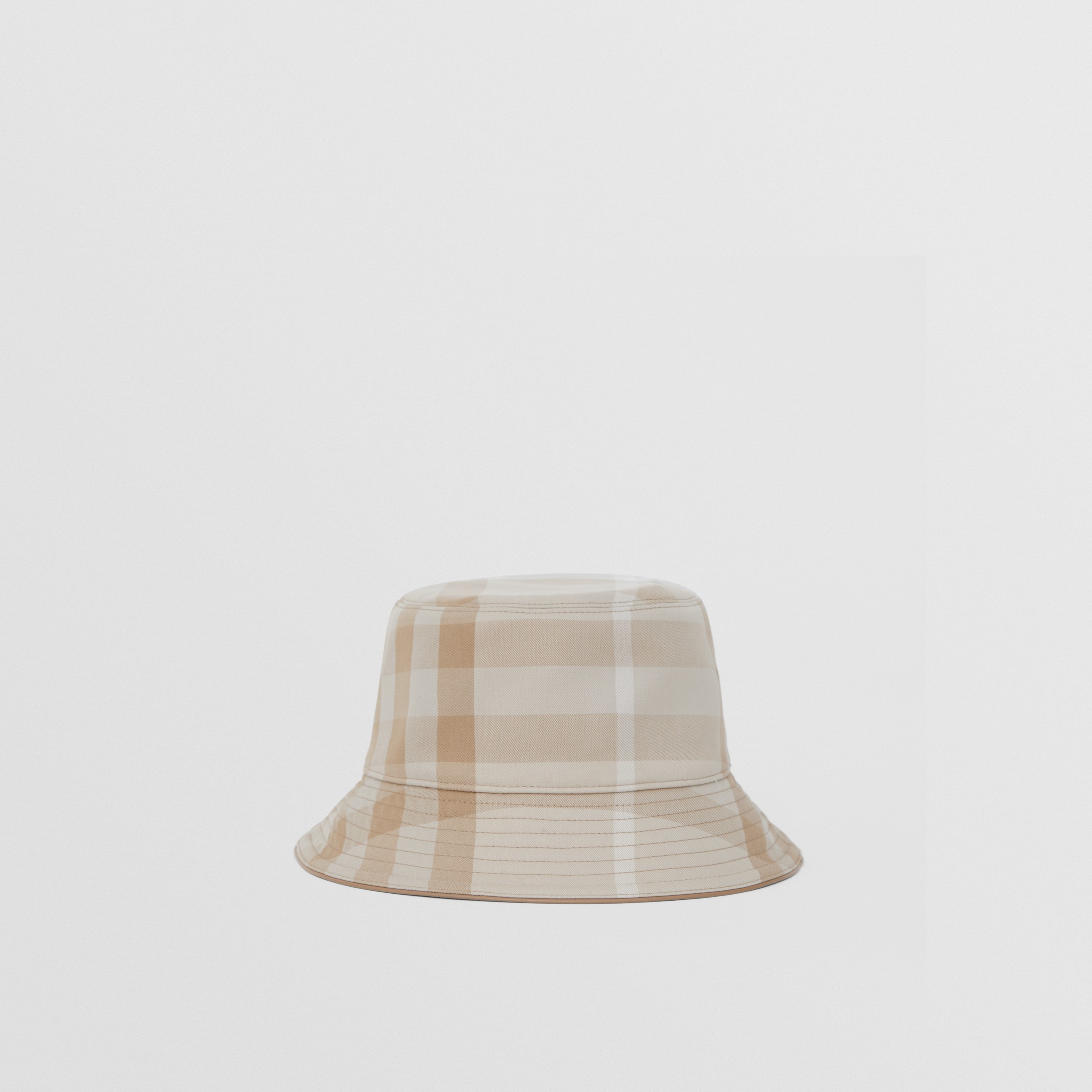 Exaggerated Check Cotton Bucket Hat in Soft Fawn | Burberry® Official