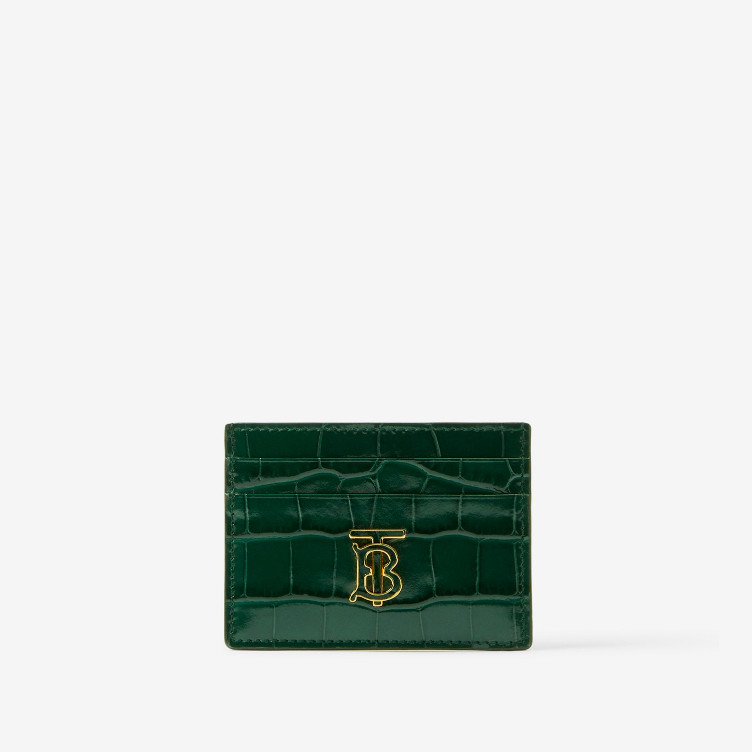 Embossed Leather TB Card Case in Dark Viridian Green - Women | Burberry® Official