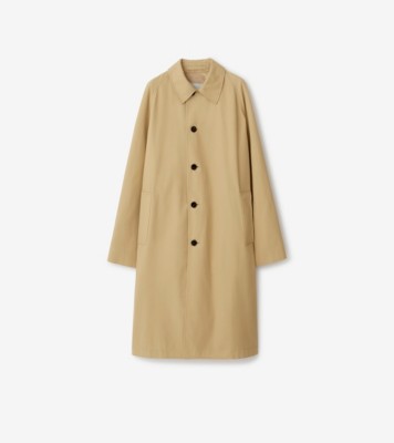 Long Cotton Blend Car Coat in Flax - Women | Burberry® Official