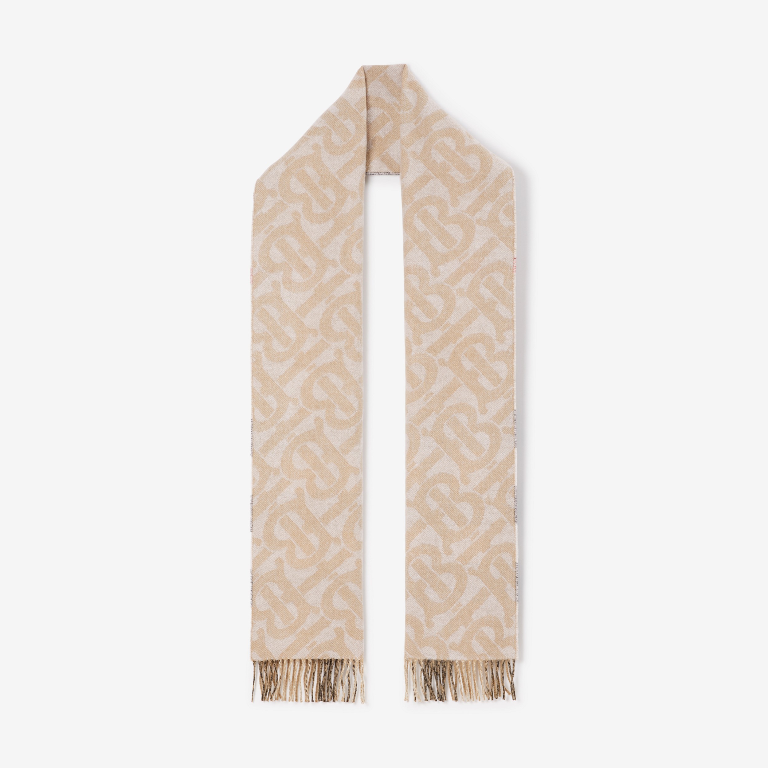 Reversible Check and Monogram Cashmere Scarf in Alabaster | Burberry ...