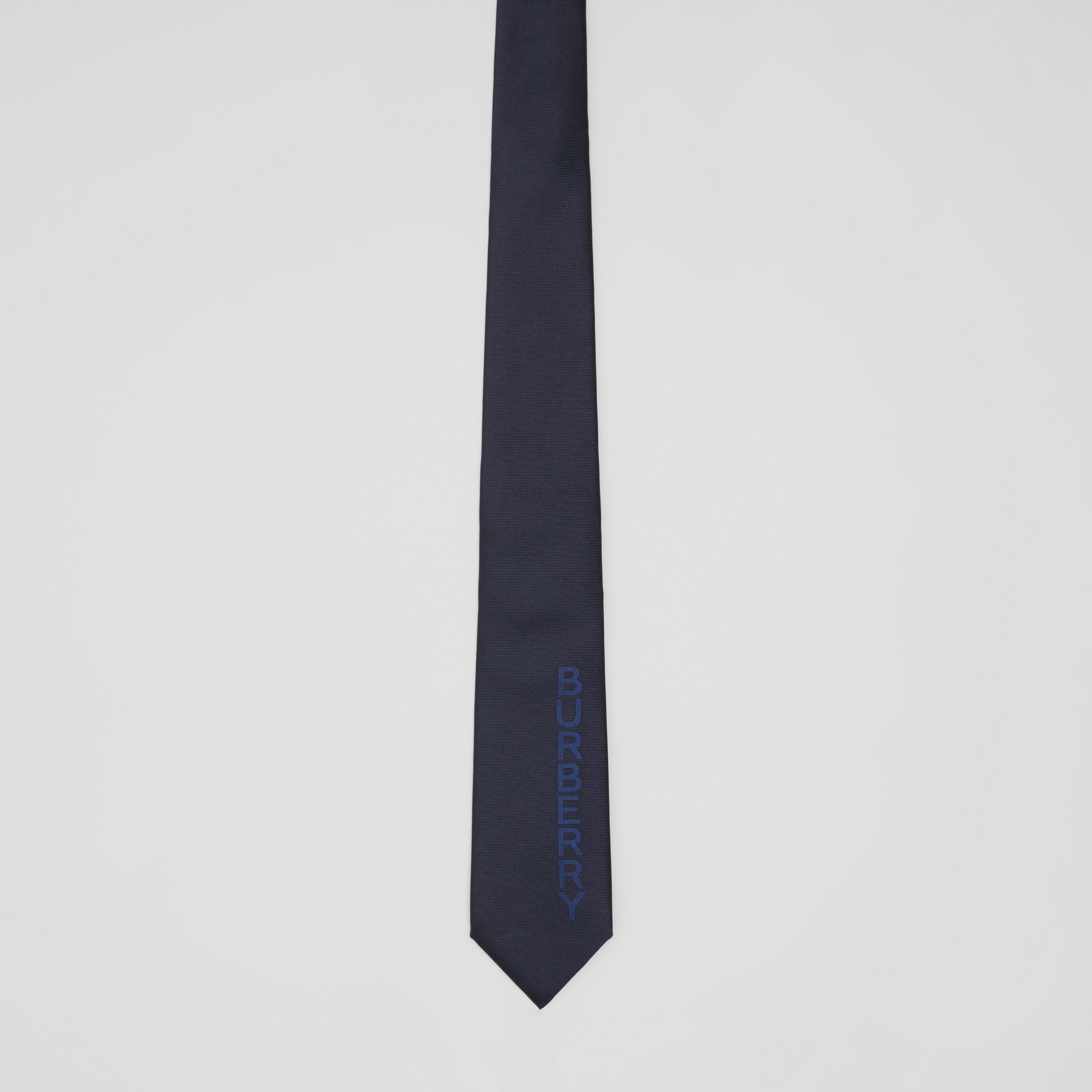 Classic Cut Logo Print Silk Tie in Navy - Men | Burberry® Official - 4