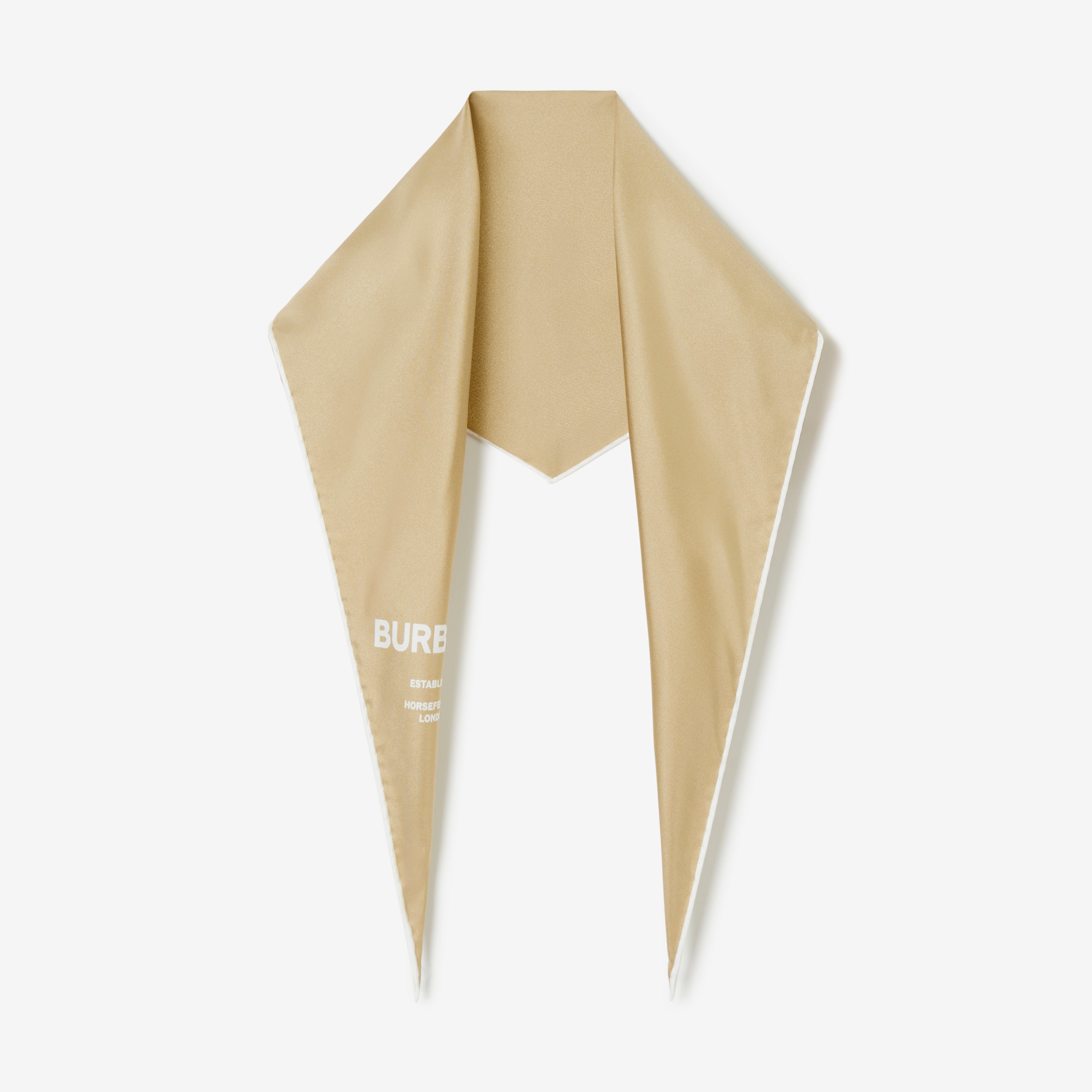 Horseferry Print Silk Diamond-shaped Scarf in Archive Beige | Burberry® Official - 1