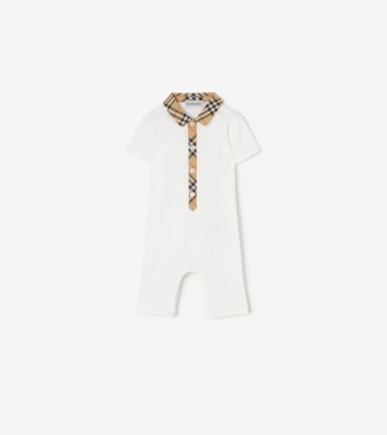 Burberry チェックトリム コットンデイウェア (ホワイト) - チルドレンズ | Burberry®公式サイト