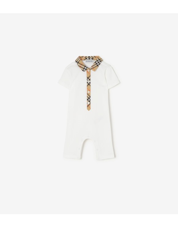 Check Trim Cotton Playsuit