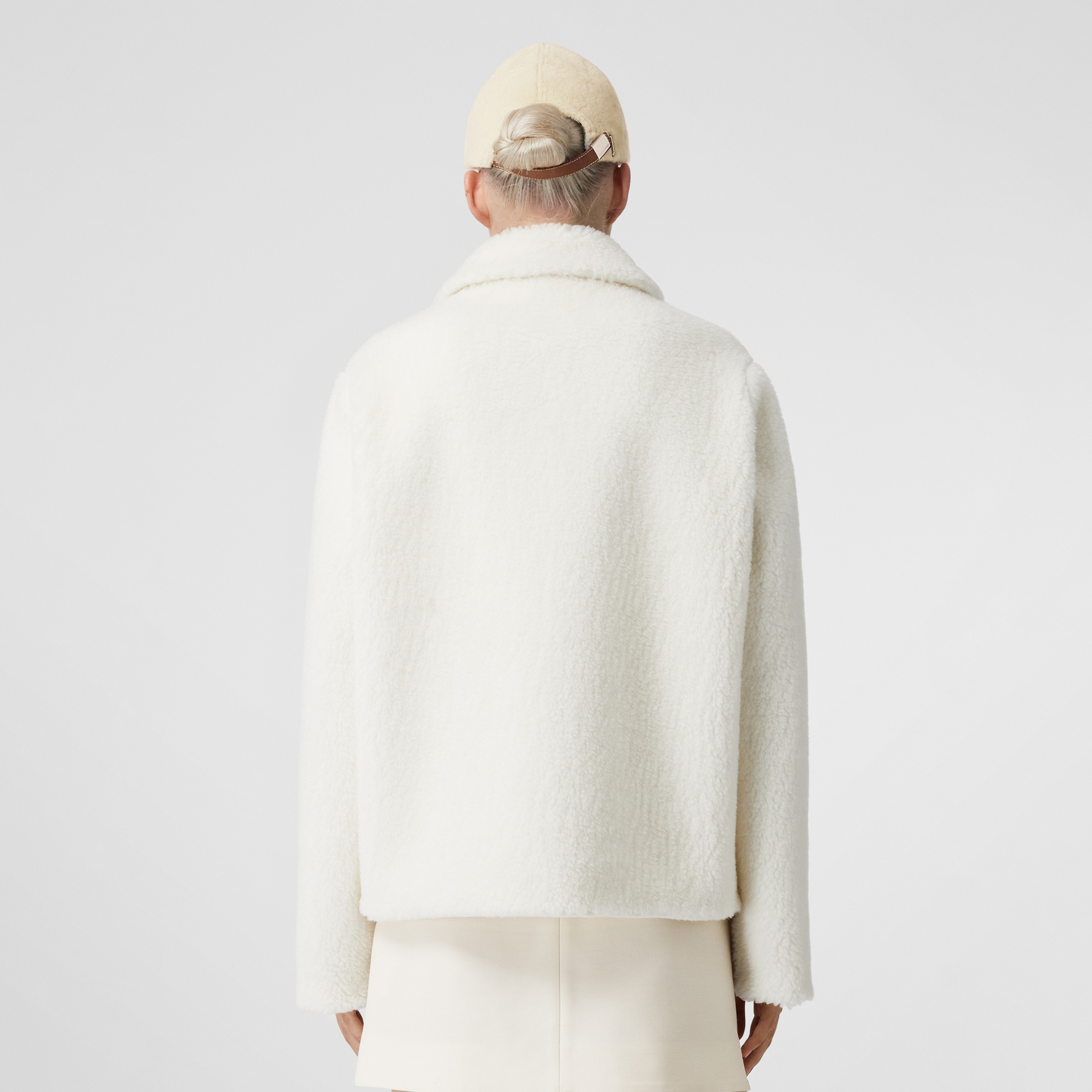 Veste molletonnée en laine et cachemire mélangés avec logo (Écru) - Femme | Site officiel Burberry® - 3