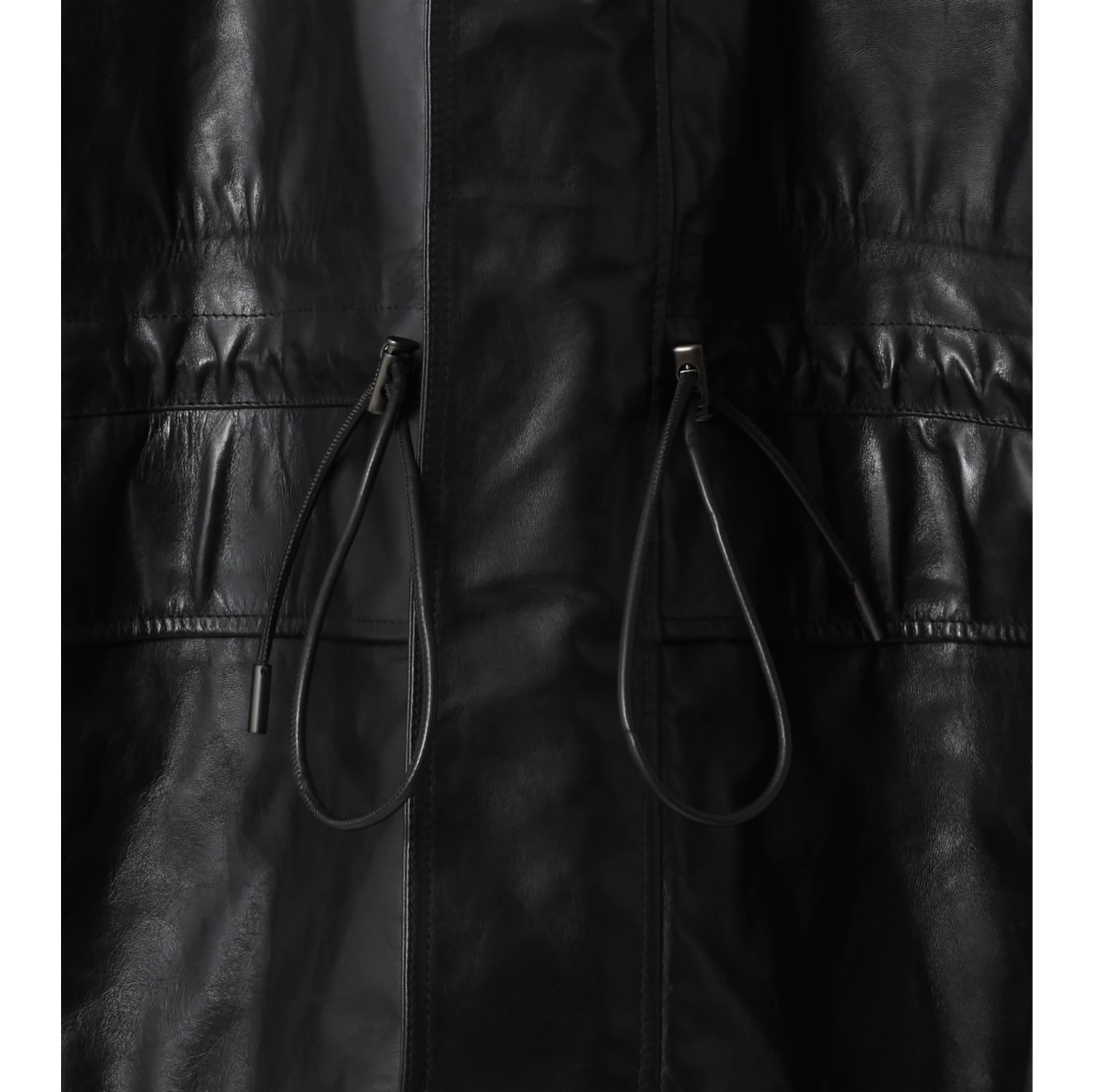 Detachable Fringed Trim Leather Parka