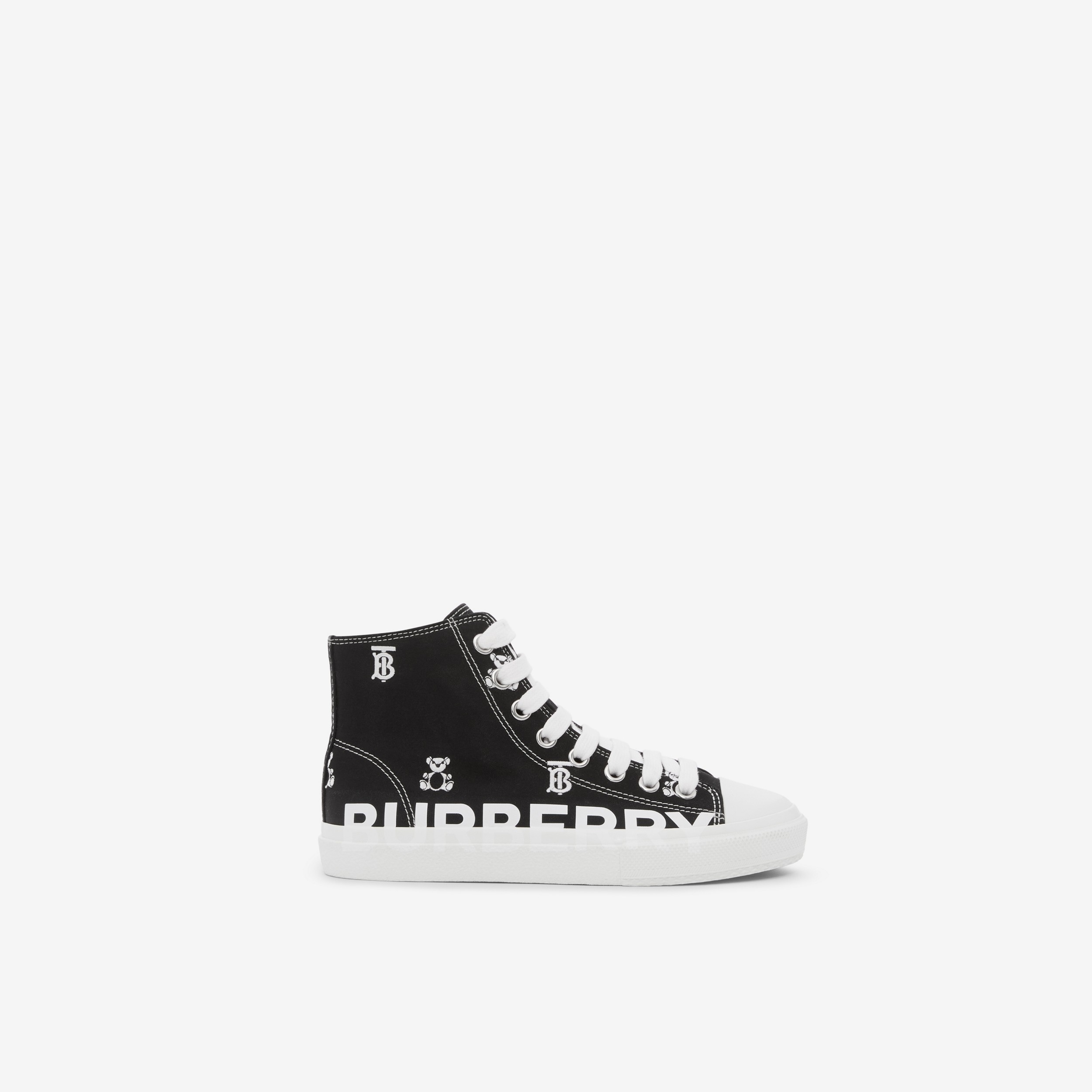 Sneakers montantes en gabardine à imprimé montage (Noir) - Enfant | Site officiel Burberry® - 1