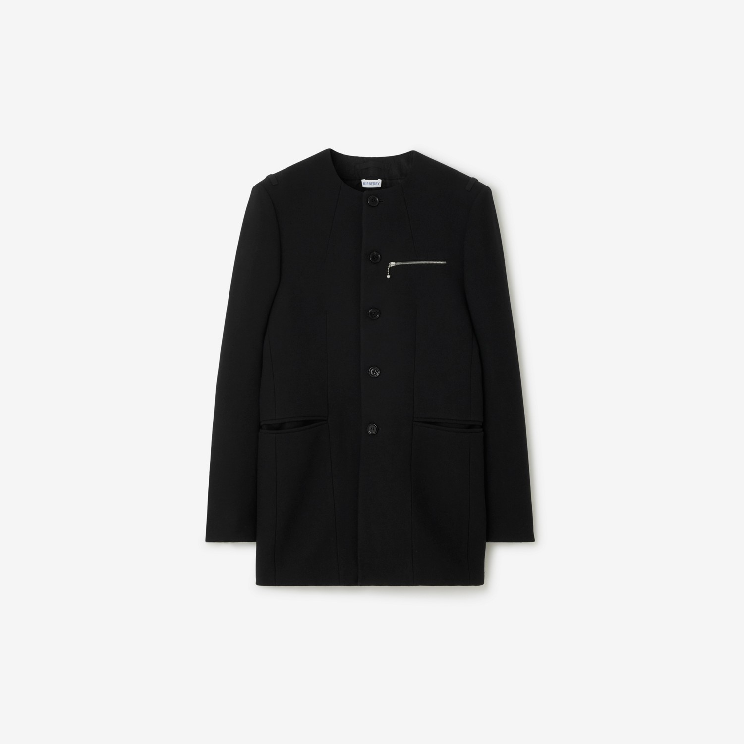 Kragenlose Jacke aus Wolle (Schwarz) - Herren | Burberry®